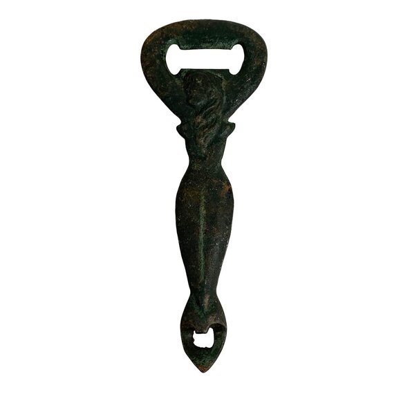 VTG Nude Lady Cast Iron 8" Bottle Opener and Can Opener 7.75" Beautiful Patina - Picture 6 of 6